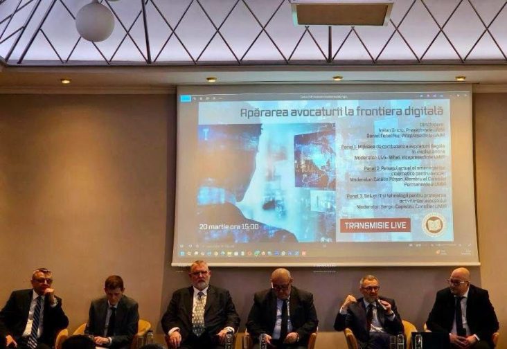 Adrian-Victor Vevera, Director General ICI București, la conferința UNBR despre soluții digitale împotriva avocaturii ilegale și protecția datelor în mediul online.