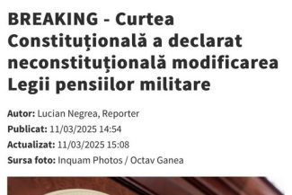 imagine extrasa dintr-un articol de pe site-ul stiripeurse.ro reprezentand o stire care face referire la legea pensiilor militare