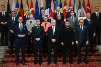 Liderii europeni împreună cu președintele ucrainean Volodimir Zelenski, la summitul privind securitatea Europei organizat la Londra de premierul britanic Keir Starmer