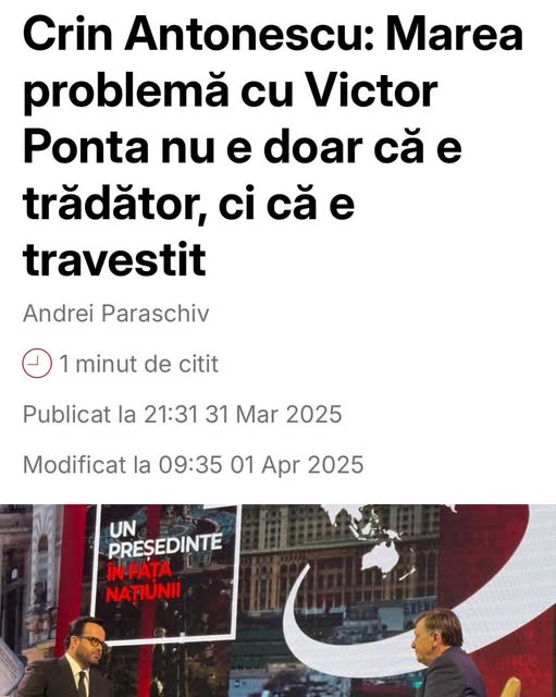 Captură de ecran cu postarea lui Victor Ponta pe Facebook, alături de un titlu controversat publicat de presă