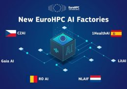 Vizualizare grafică a celor șase centre EuroHPC AI Factories, inclusiv RO AI Factory din România