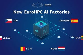 Vizualizare grafică a celor șase centre EuroHPC AI Factories, inclusiv RO AI Factory din România