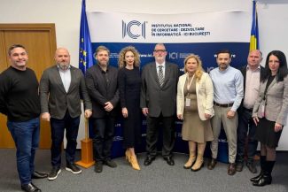 Adrian-Victor Vevera și echipa de lectori ICI București alături de absolvenții programului de analiză blockchain, în cadrul ceremoniei de înmânare a diplomelor, decembrie 2025.