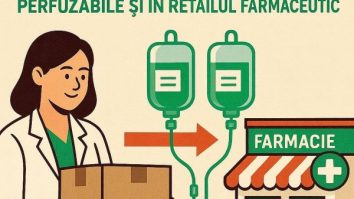 Imagine sub forma unui desen care exprima exiderea ditribuitiei produselor perfuzabile si in retailul farmaceutic, de catre unifarm