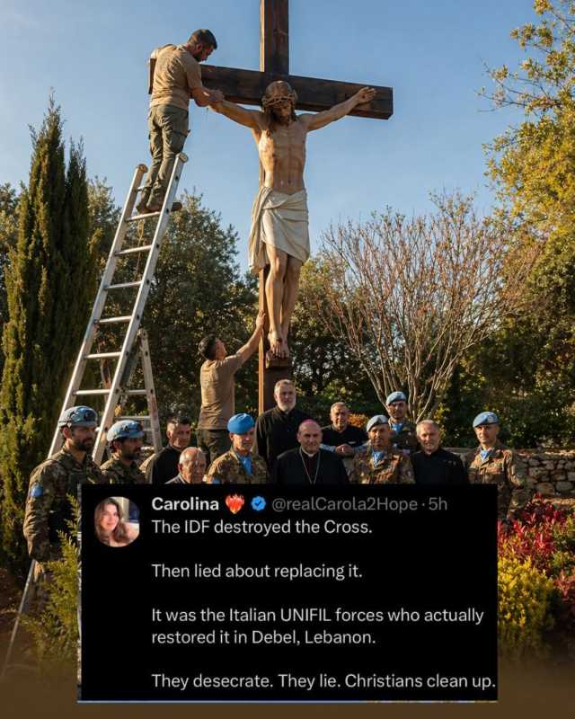 Liban: Militarii italieni din UNIFIL au înlocuit statuia lui Iisus vandalizată recent de soldați israelieni