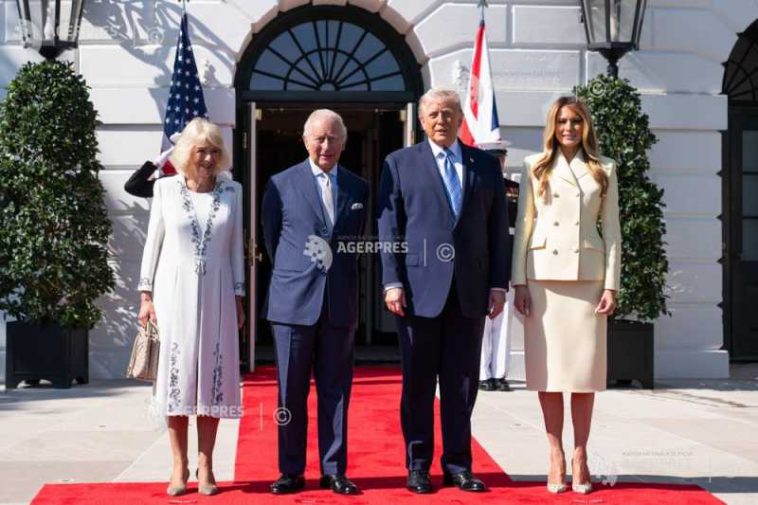 SUA250/Regele Charles al III-lea și regina Camilla, primiți de Donald Trump și soția sa, Melania, la Casa Albă