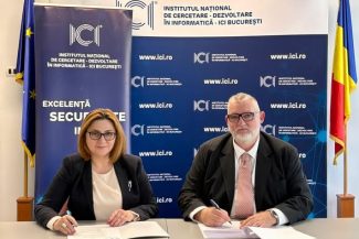 Adrian-Victor Vevera, Director General ICI București, și Victoria Cociug, Prorector ASEM, la semnarea memorandumului de cooperare, 12 mai 2026