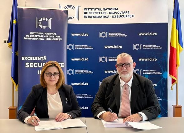 Adrian-Victor Vevera, Director General ICI București, și Victoria Cociug, Prorector ASEM, la semnarea memorandumului de cooperare, 12 mai 2026
