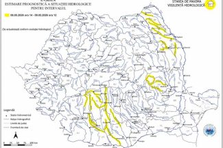 INHGA: Cod galben de viituri pe râuri dinn 13 județe, până sâmbătă la prânz