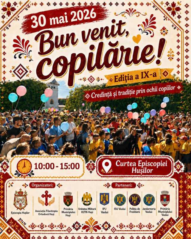 Vaslui: 2.000 de copii vor participa la evenimentul ‘Bun venit, copilărie!’, organizat de Episcopia Hușilor