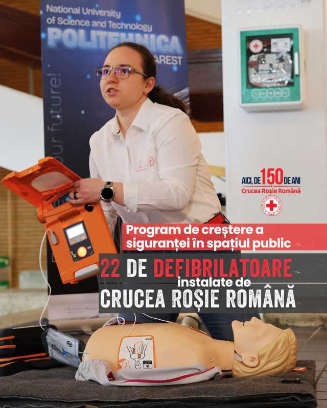 Program național de instalare a defibrilatoarelor în spații publice, lansat de Crucea Roșie Română