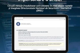 Mesaje frauduloase în mediul online, care folosesc în mod abuziv numele și elemente de identitate vizuală ale DNSC