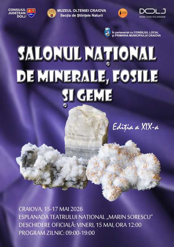Dolj: La Craiova se deschide vineri Salonul Național de Minerale, Fosile și Geme, ediția a XIX-a