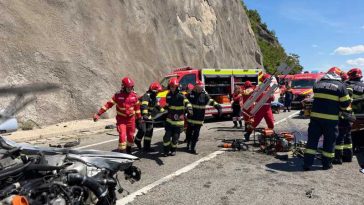 Mehedinți: Grav accident rutier pe DN 6, în zona viaductului Bahna; circulația este oprită pe ambele sensuri
