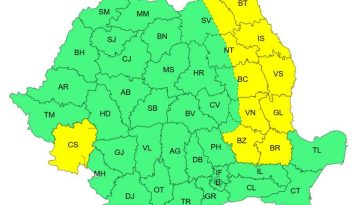 Atenționări Cod galben de vânt puternic în zone din Moldova, Muntenia, Dobrogea și Banat, miercuri și joi