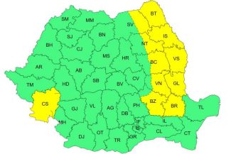 Cod galben de vânt în Moldova, nord-estul Munteniei și sudul Banatului, pe parcursul zilei de joi