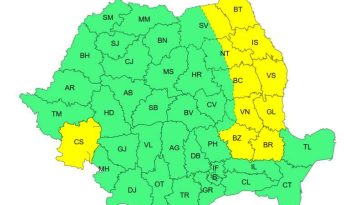 Cod galben de vânt în Moldova, nord-estul Munteniei și sudul Banatului, pe parcursul zilei de joi