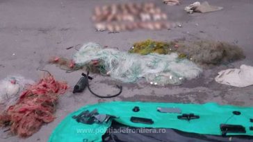 Giurgiu: 400 de metri de plase de pescuit și o ambarcațiune gonflabilă, confiscate într-o acțiune a Poliției de Frontieră
