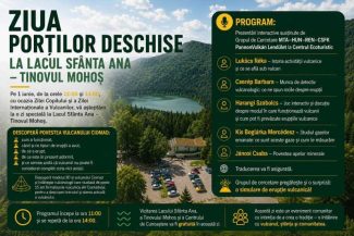 Harghita: Ziua Porților Deschise, în premieră la Lacul Sfânta Ana; prezentări despre vulcani și activități interactive