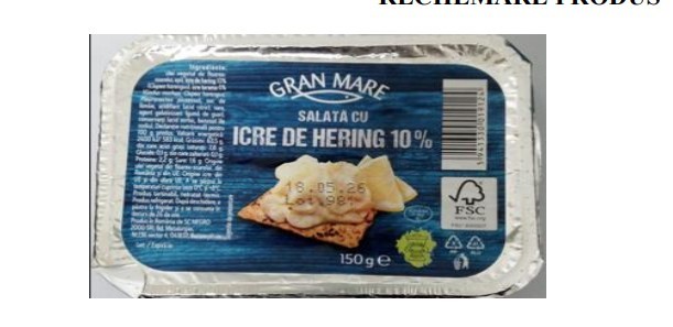 Lot de salată de hering, retras din magazinele Penny, ca urmare a detecţiei prezenţei Listeria Monocytogene