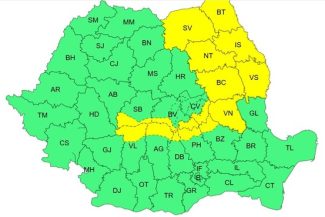 Meteorologii anunţă instabilitate atmosferică accentuată în mai multe zone ale ţării, până duminică dimineaţă / Cod galben în cea mai mare parte a Moldovei şi local în Carpaţii Orientali şi Meridionali / Vremea în Bucureşti