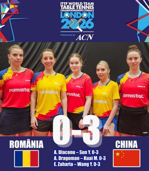 Tenis de masă: Echipa feminină a României, vicecampioana europeană en titre, învinsă de China la debutul la CM