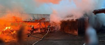 Suceava: Un incendiu violent a cuprins două adăposturi de animale, în localitatea Frătăuţii Vechi – FOTO