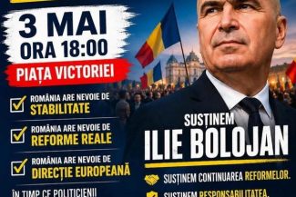 Sute de persoane cu opţiuni pro-europene, în Piaţa Victoriei/ Unii îl susţin pe Ilie Bolojan, alţii susţin ideea că în România trebuie făcută „curăţenie”, iar ţara să-şi păstreze parcursul pro-european