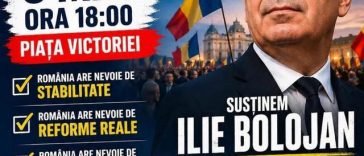 Sute de persoane cu opţiuni pro-europene, în Piaţa Victoriei/ Unii îl susţin pe Ilie Bolojan, alţii susţin ideea că în România trebuie făcută „curăţenie”, iar ţara să-şi păstreze parcursul pro-european