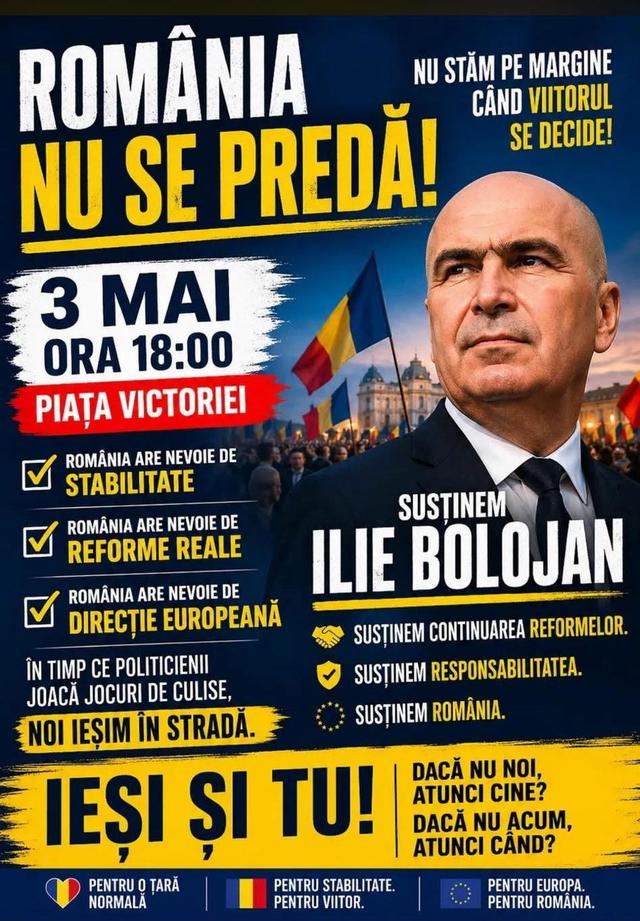 Sute de persoane cu opţiuni pro-europene, în Piaţa Victoriei/ Unii îl susţin pe Ilie Bolojan, alţii susţin ideea că în România trebuie făcută „curăţenie”, iar ţara să-şi păstreze parcursul pro-european