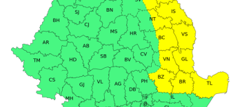 Ploi torenţiale, descărcări electrice, grindină şi vânt puternic în estul ţării, de marţi până sâmbătă/ În Moldova, nordul Dobrogei, estul şi nord-estul Munteniei, Cod galben de intensificări ale vântului