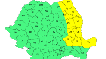 Ploi torenţiale, descărcări electrice, grindină şi vânt puternic în estul ţării, de marţi până sâmbătă/ În Moldova, nordul Dobrogei, estul şi nord-estul Munteniei, Cod galben de intensificări ale vântului