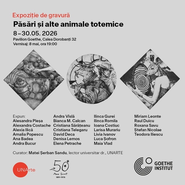 „Păsări şi alte animale totemice”, expoziţie dedicată artistului suprarealist Max Ernst, la Pavilion Goethe