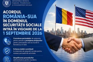 De la 1 septembrie, intră în vigoare Acordul dintre România şi SUA prin care persoanele care au lucrat în cele două state vor putea primi pensie din ambele ţări, urmând ca fiecare stat să le plătească partea corespunzătoare