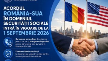De la 1 septembrie, intră în vigoare Acordul dintre România şi SUA prin care persoanele care au lucrat în cele două state vor putea primi pensie din ambele ţări, urmând ca fiecare stat să le plătească partea corespunzătoare