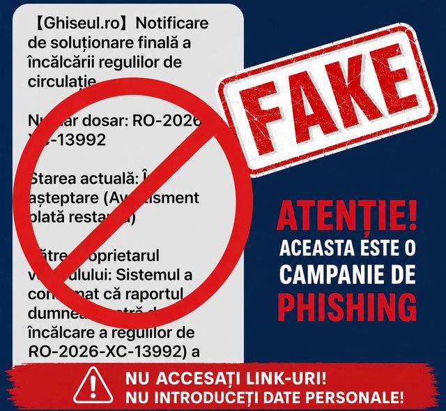 Autoritatea pentru Digitalizarea României atrage atenţia asupra unei campanii de phishing care vizează utilizatorii platformei Ghişeul.ro