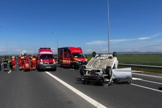 Prahova: Trafic blocat pe DN 1 D Ploieşti-Slobozia, în urma unui accident produs la intrarea de autostrada A7 – FOTO