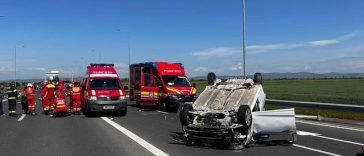 Prahova: Trafic blocat pe DN 1 D Ploieşti-Slobozia, în urma unui accident produs la intrarea de autostrada A7 – FOTO