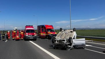 Prahova: Trafic blocat pe DN 1 D Ploieşti-Slobozia, în urma unui accident produs la intrarea de autostrada A7 – FOTO
