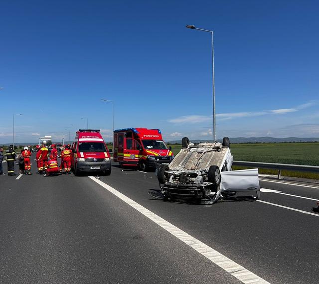 Prahova: Trafic blocat pe DN 1 D Ploieşti-Slobozia, în urma unui accident produs la intrarea de autostrada A7 – FOTO