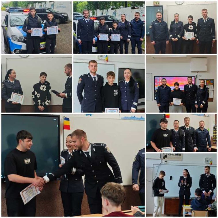 Suceava: Șase elevi au fost premiați de polițiști, după ce au ajutat la prinderea autorului unei tâlhării