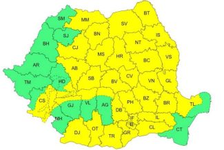Cod galben de vreme instabilă în Moldova și în zone din Transilvania, Muntenia, Oltenia, Dobrogea și local în Maramureș