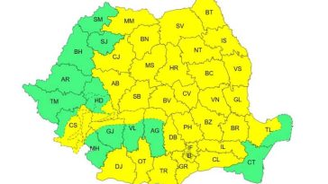 Cod galben de vreme instabilă în Moldova și în zone din Transilvania, Muntenia, Oltenia, Dobrogea și local în Maramureș