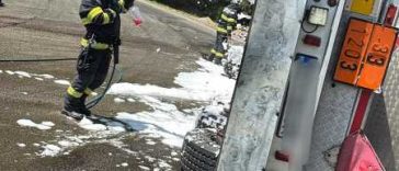 VIDEO Argeș: Un ansamblu rutier care transporta combustibil s-a răsturnat pe carosabil; circulație blocată pe DN 7