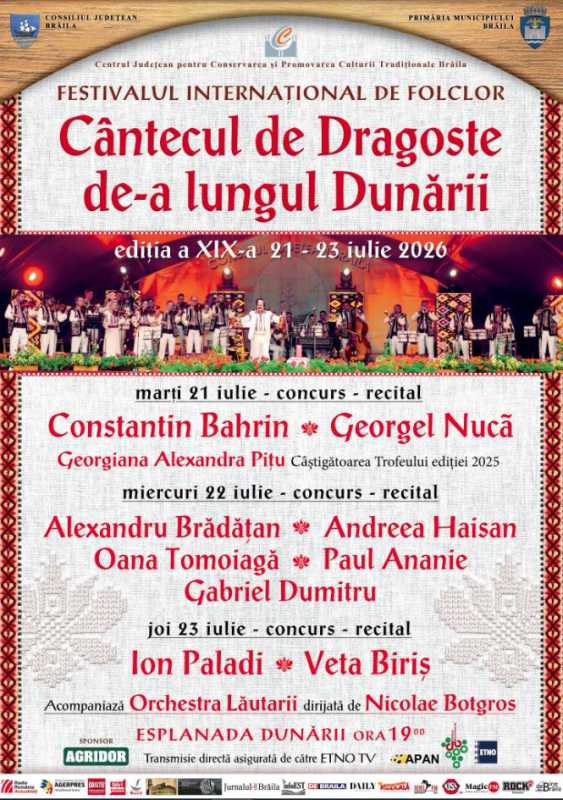 Brăila: 27 de concurenți din cinci țări, la Festivalul ‘Cântecul de dragoste de-a lungul Dunării’