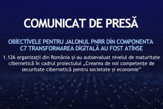 DNSC: 1.126 de organizații și-au autoevaluat nivelul de maturitate cibernetică în cadrul unui proiect cu finanțare PNRR