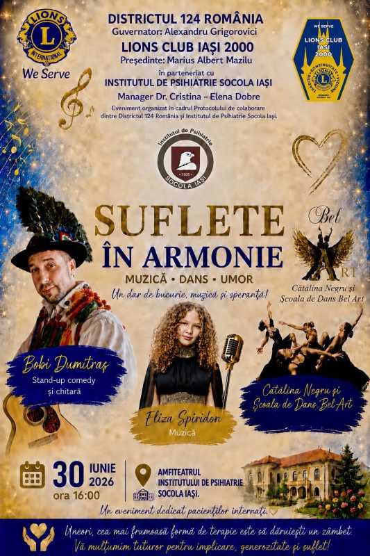 Iași: ‘Suflete în armonie’ – spectacol organizat de Institutul de Psihiatrie ‘Socola’ pentru pacienți