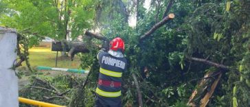 DSU – efecte hidrometeorologice în nouă localități din șase județe; copaci căzuți, mașini avariate (FOTO/VIDEO)