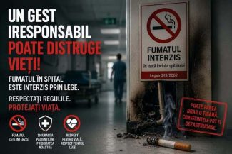 Situaţie de urgenţă la Spitalul Judeţean Bacău – Un incendiu s-a produs într-un grup sanitar, după ce un pacient ar fi fumat în baie şi ar fi aruncat ţigara nestinsă / Focul a fost stins de personal / Spitalul va sesiza Poliţia