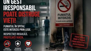 Situaţie de urgenţă la Spitalul Judeţean Bacău – Un incendiu s-a produs într-un grup sanitar, după ce un pacient ar fi fumat în baie şi ar fi aruncat ţigara nestinsă / Focul a fost stins de personal / Spitalul va sesiza Poliţia